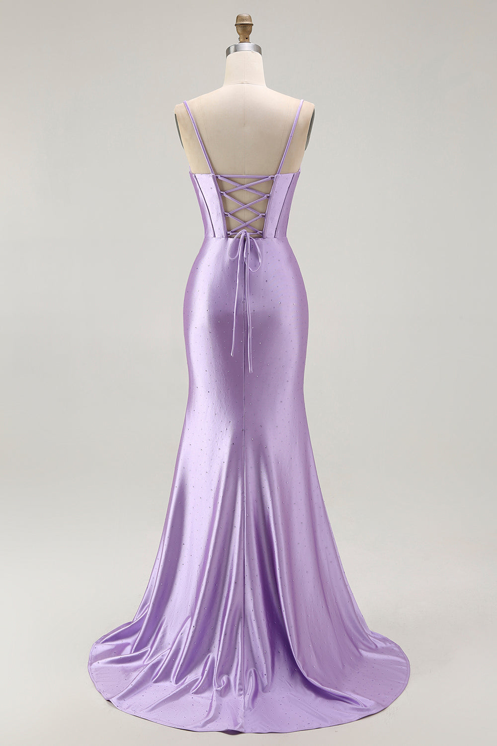 Sparkly Purple Corset Mermaid Beaded Long Prom Dress with Slit