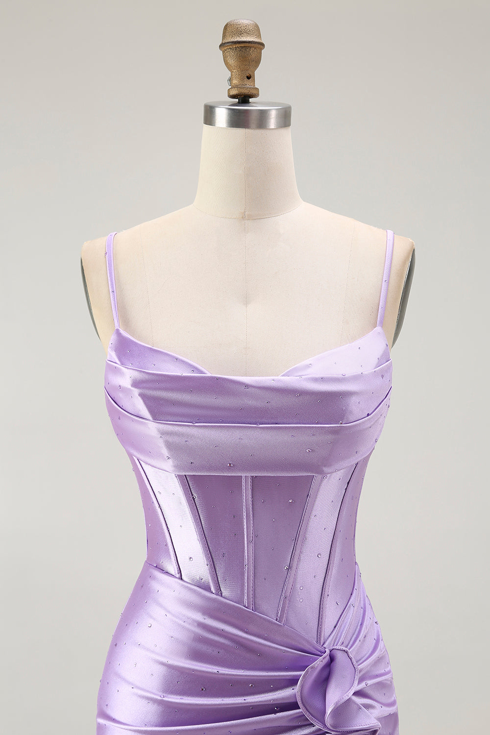 Sparkly Purple Corset Mermaid Beaded Long Prom Dress with Slit