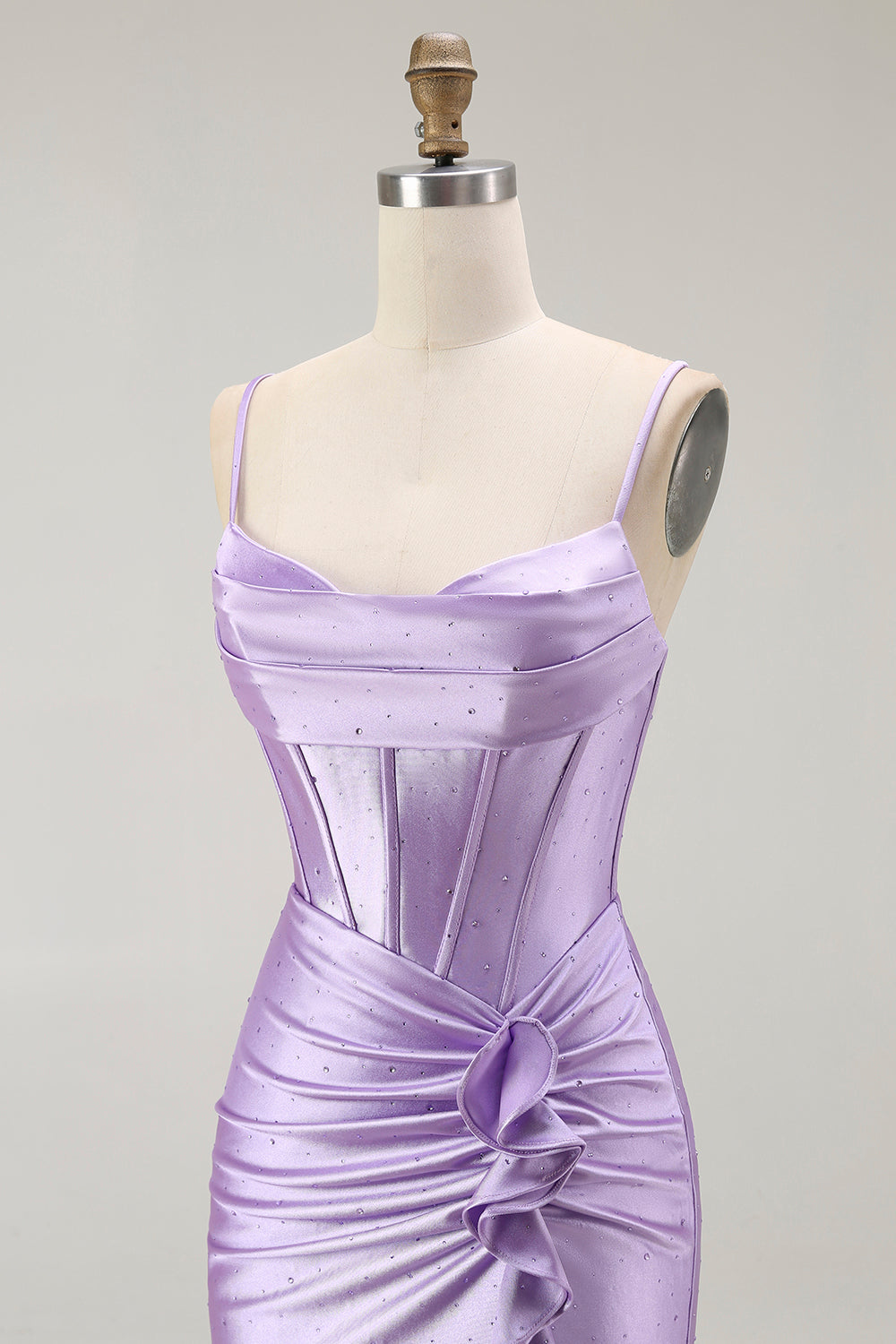 Sparkly Purple Corset Mermaid Beaded Long Prom Dress with Slit