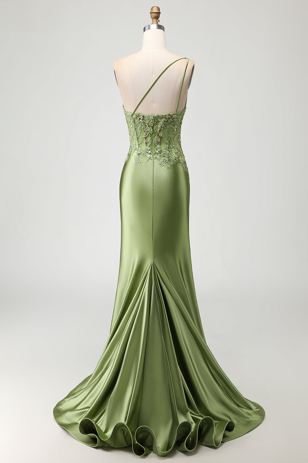 Sparkly Green Long Corset Mermaid Prom Dress with Slit