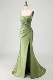 Sparkly Green Long Corset Mermaid Prom Dress with Slit