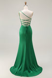 Sparkly Dark Green Mermaid Long Prom Dress with Slit