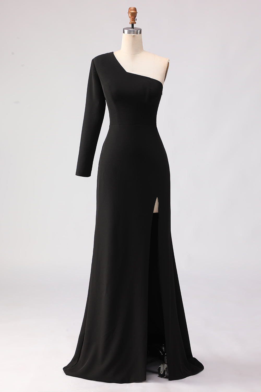 Black Sheath One Shoulder Long Mother of the Bride Dress with Slit