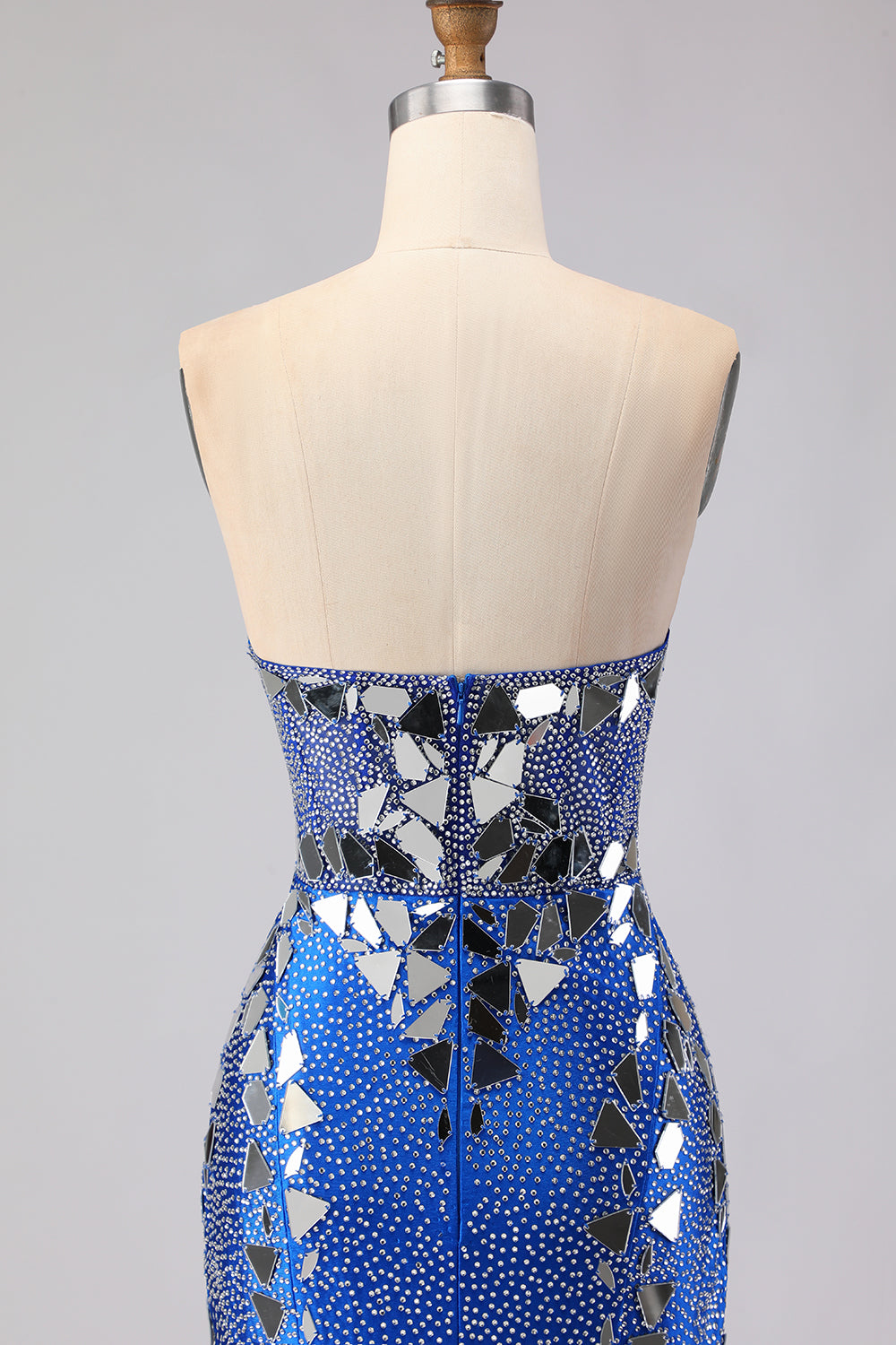 Sparkly Red Mermaid Mirror Sweetheart Long Prom Dress with Slit