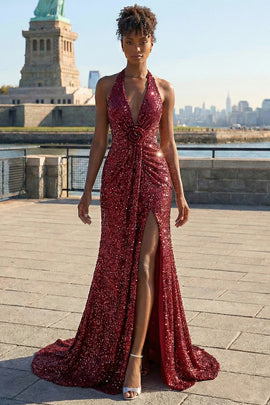 strapless open back dress Gold Mermaid Evening Dress High Neck Halter Sheer Illusion V-Cutout Open  Back All-Over Large Gold Sequin Gold Baroque Scroll Vine Lace Embroidery  Court Train