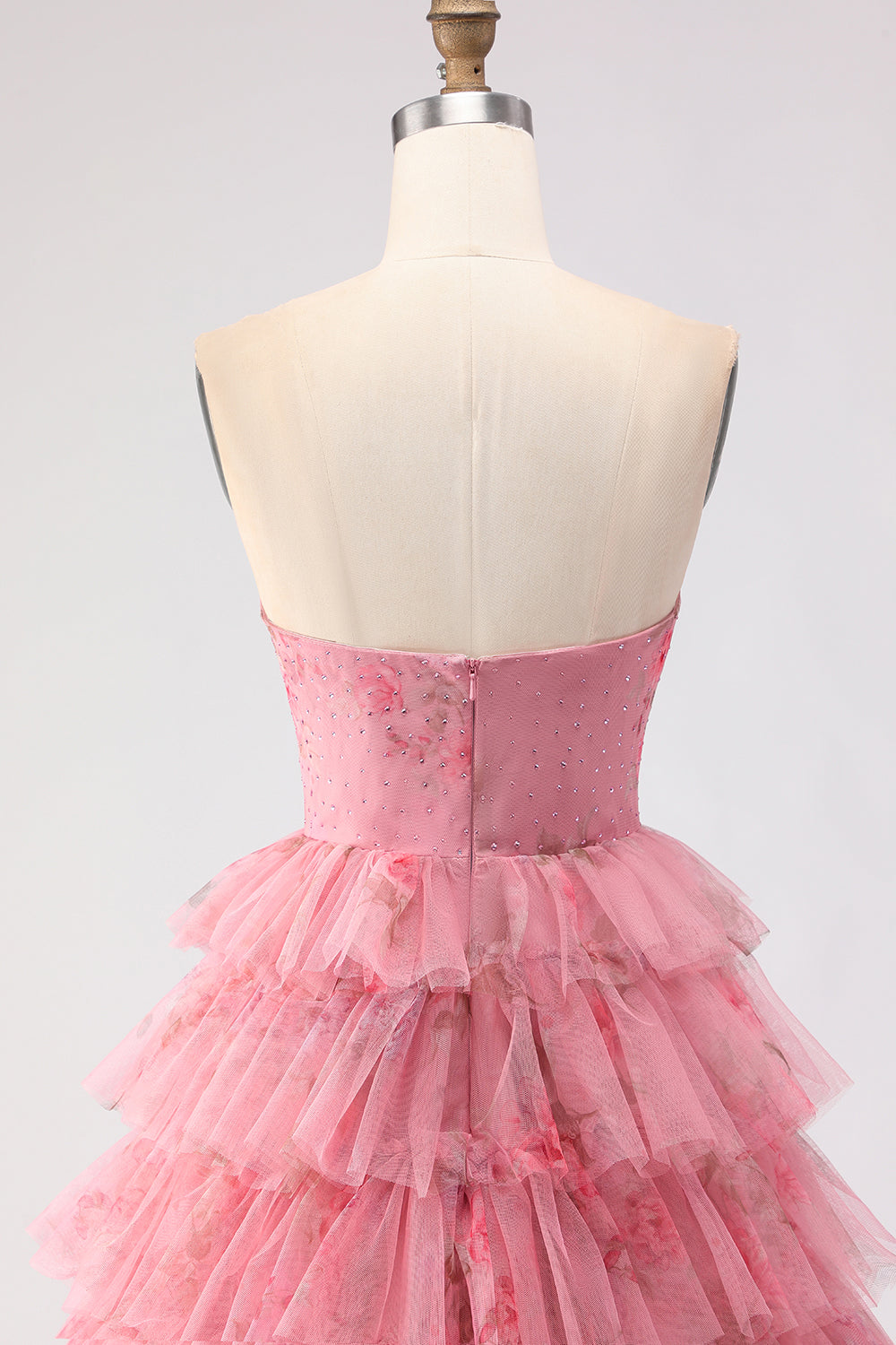Black Floral Tiered Sweetheart Tulle Long Prom Dress with Bows