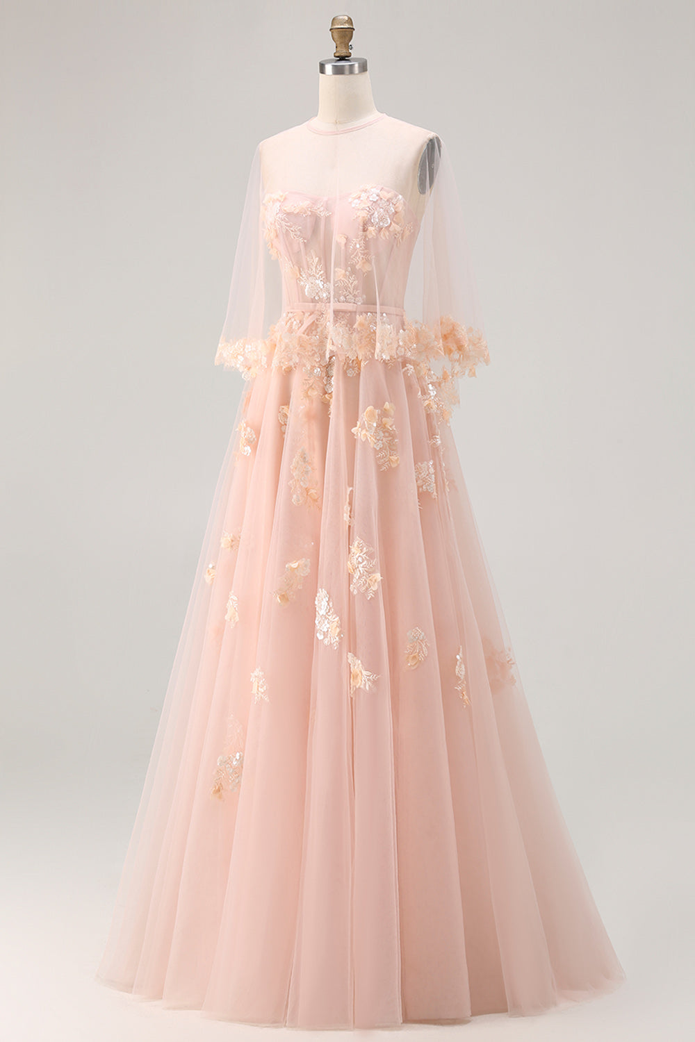 Long Dress Evening Gown Blush Pink Gown With Sleeves Pink Long V-neck Prom Dress With Long Dress Evening Gown Blush Pink Gown With Sleeves Pink Long V-neck Prom Dress With