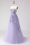 Floral Purple Off the Shoulder A Line Long Prom Dress with Bow