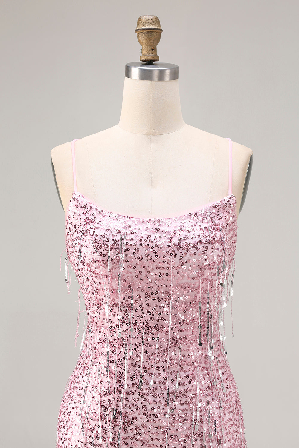 Sparkly Pink Sequins Mermaid Long Prom Dress with Slit