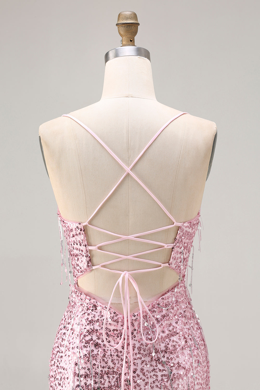 Sparkly Pink Sequins Mermaid Long Prom Dress with Slit