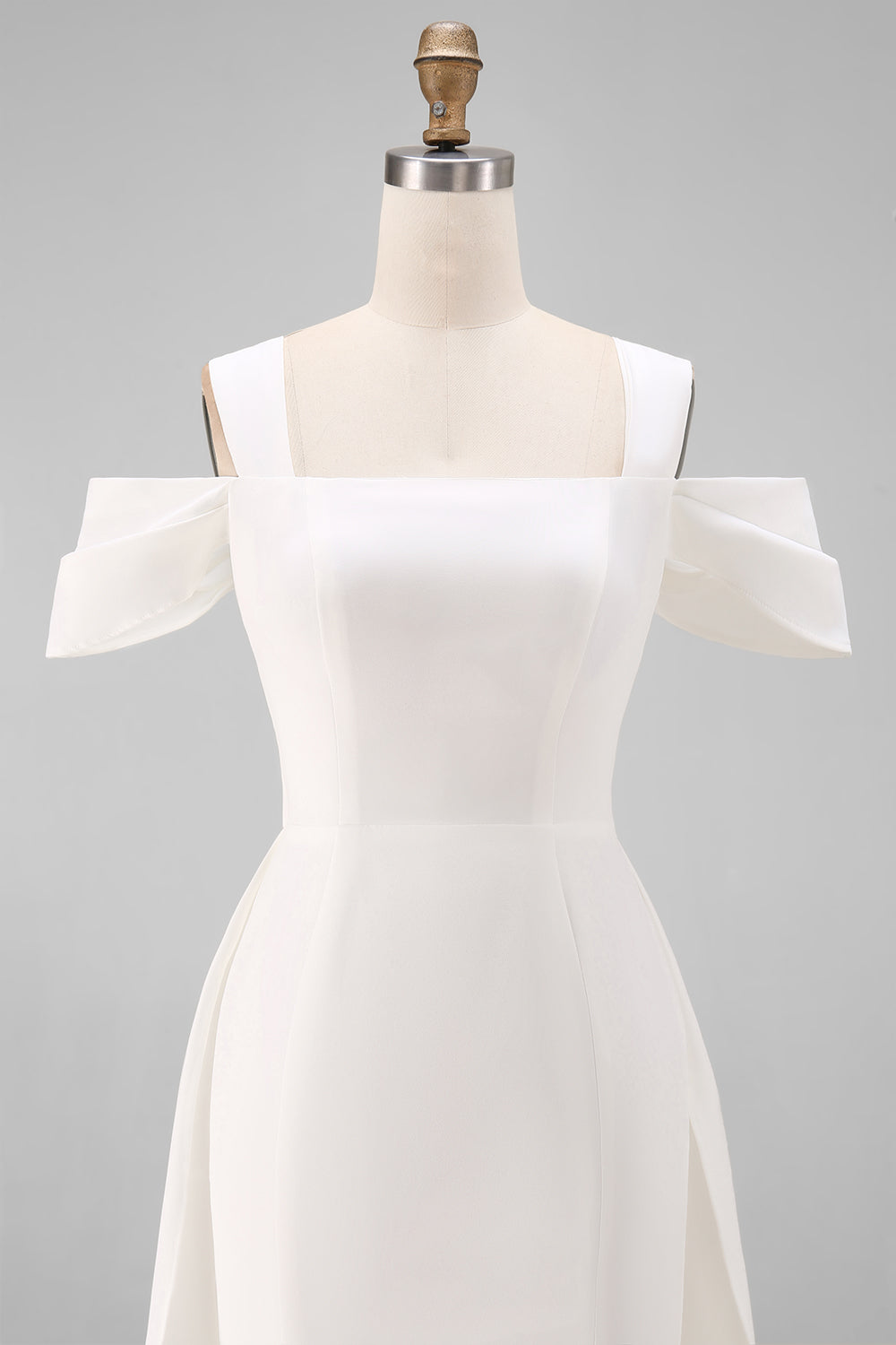 White Satin Off the Shoulder Bodycon Short Engagement Dress with Bows