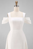 White Satin Off the Shoulder Bodycon Short Engagement Dress with Bows