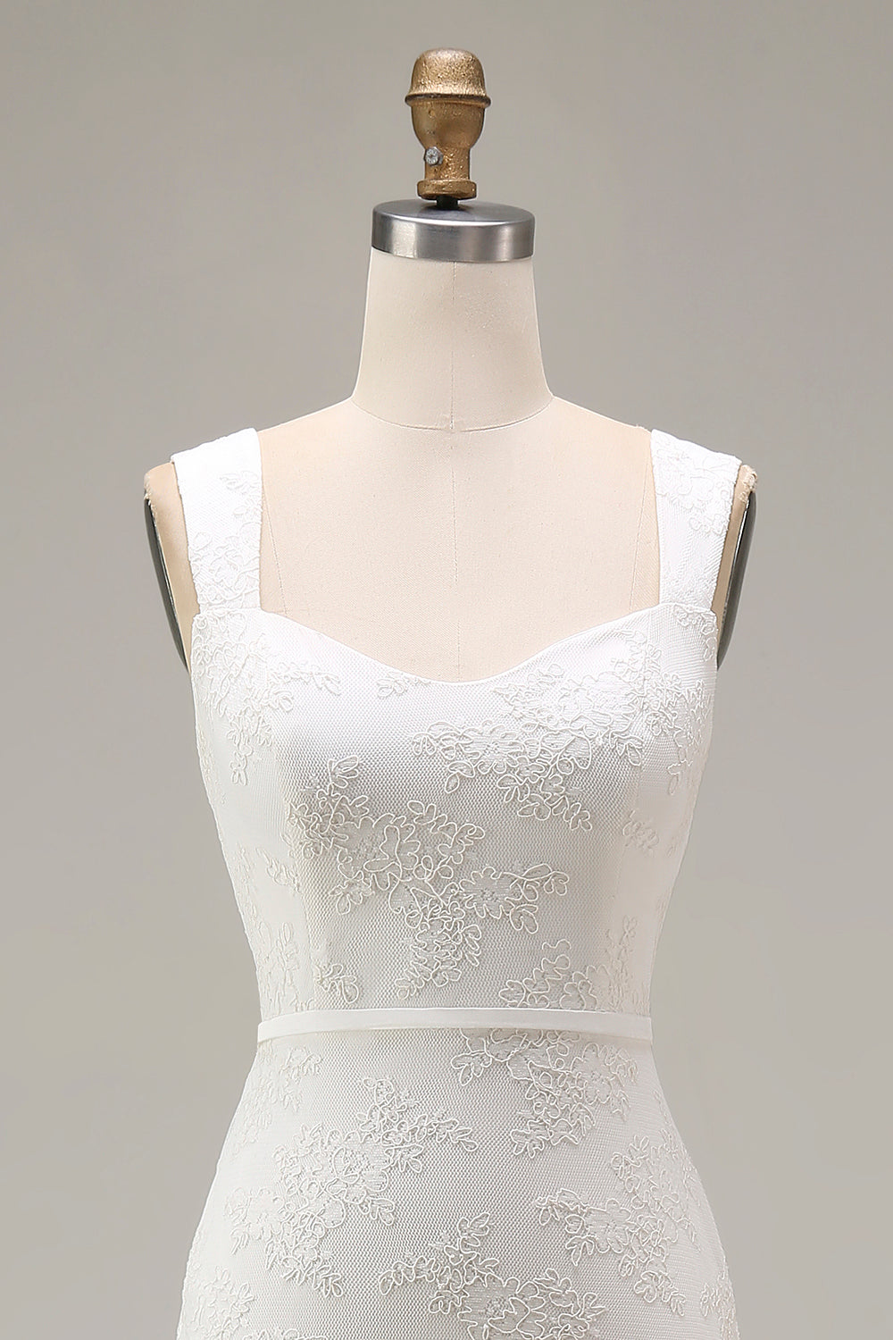 Ivory Thick Straps Lace Bodycon Midi Engagement Dress