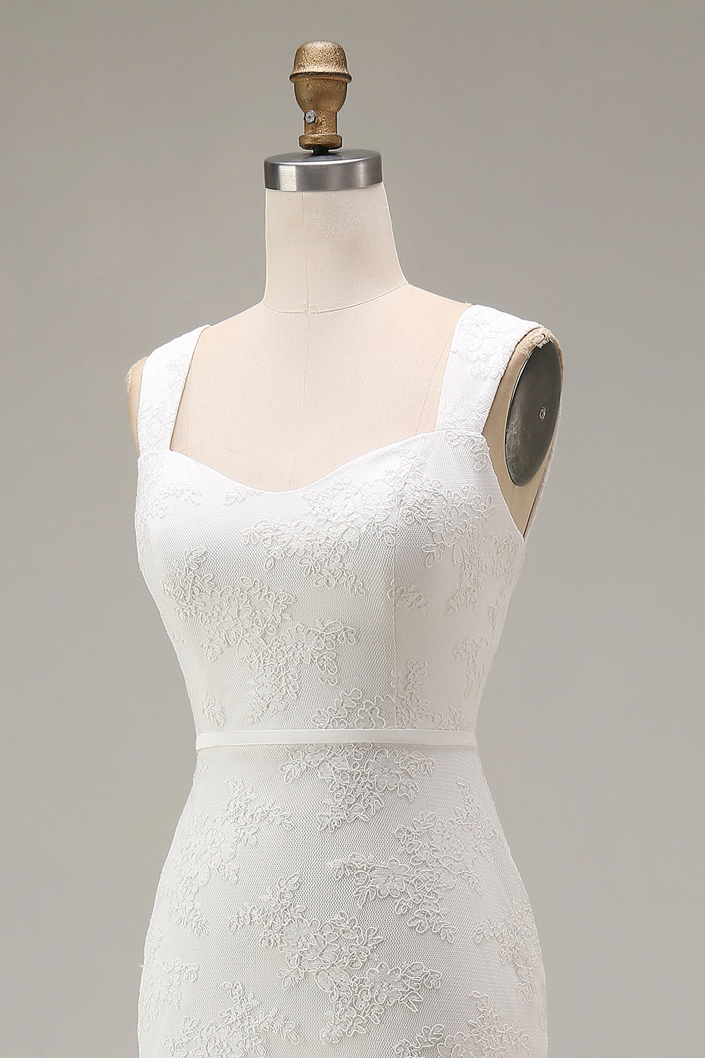 Ivory Thick Straps Lace Bodycon Midi Engagement Dress