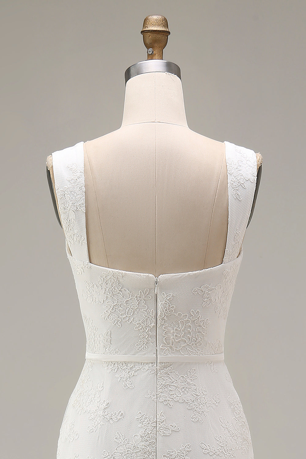 Ivory Thick Straps Lace Bodycon Midi Engagement Dress