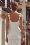 Ivory Lace Bodycon Thick Straps Midi Engagement Dress