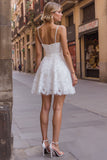 White Sweetheart Lace A Line Short Bachelorette Dress
