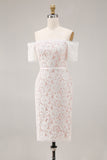 Ivory Lace Bodycon Off the Shoulder Midi Boho Engagement Dress
