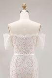 Ivory Lace Bodycon Off the Shoulder Midi Boho Engagement Dress