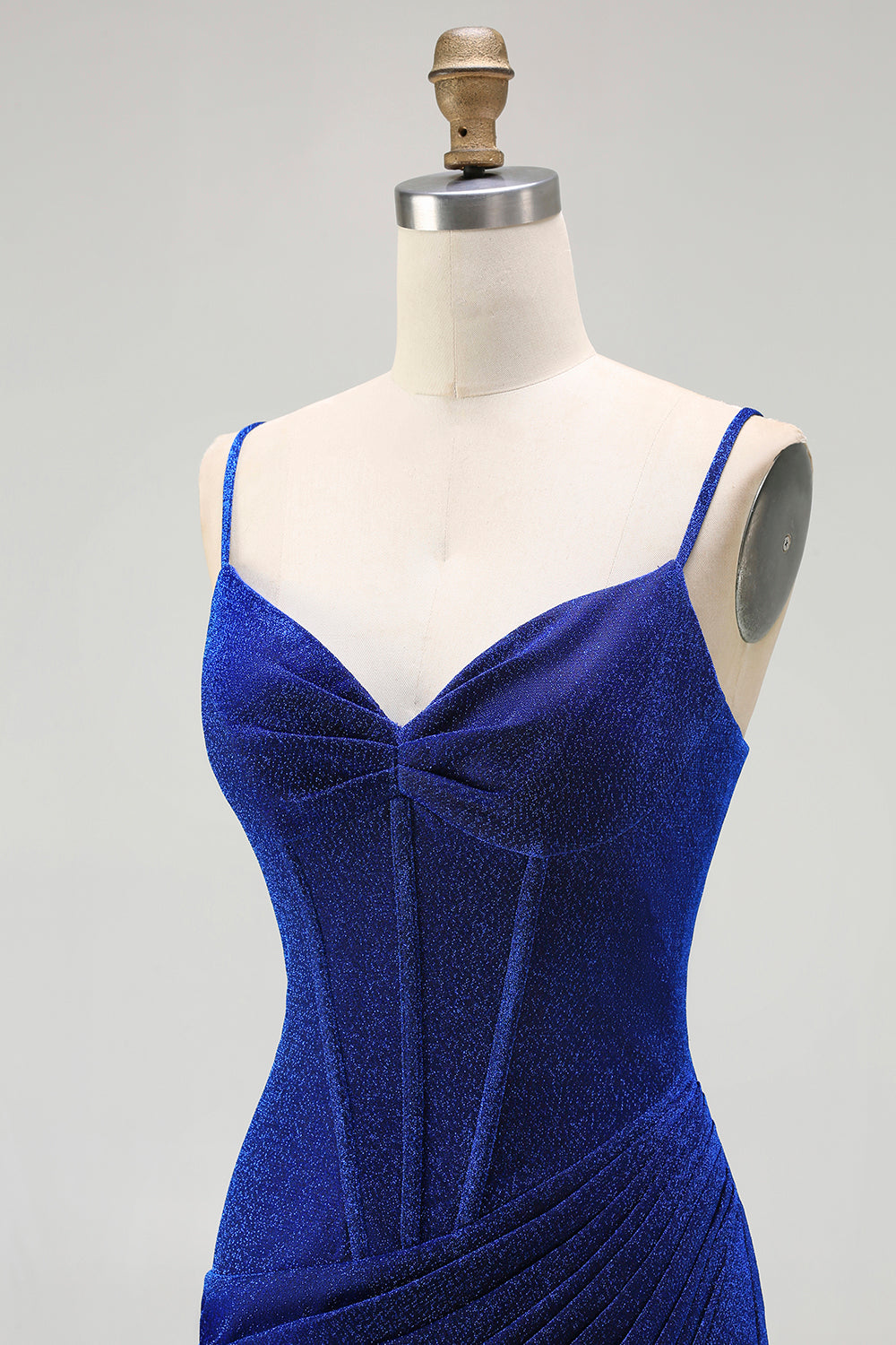 Royal Blue Corset Mermaid Long Prom Dress with Slit