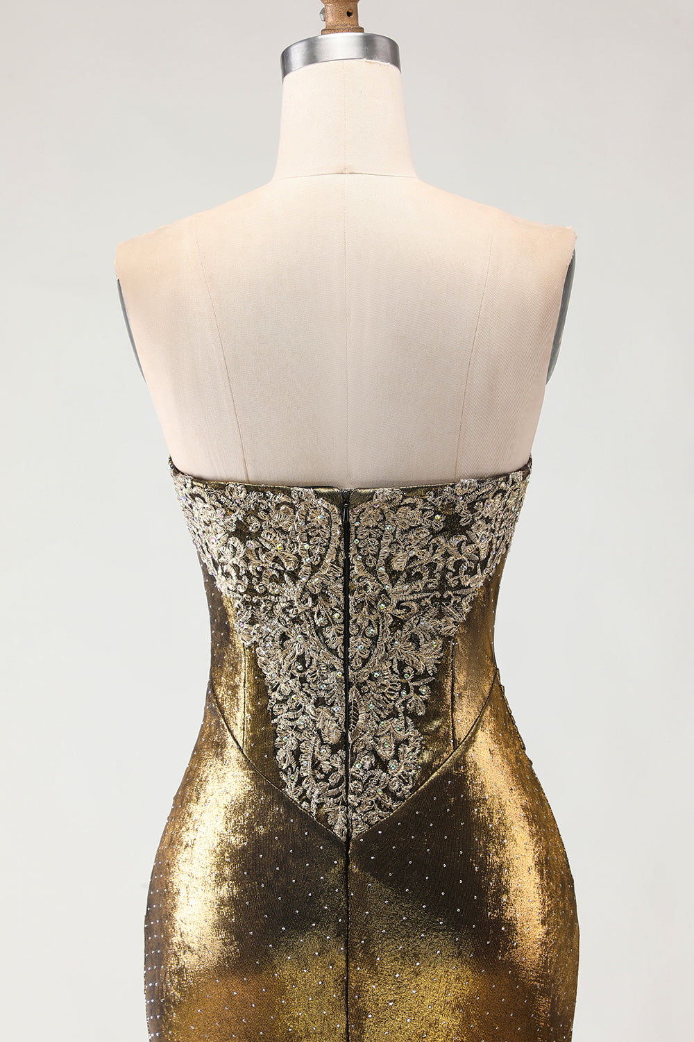 Sparkly Bronze Mermaid Long Metallic Prom Dress with Slit