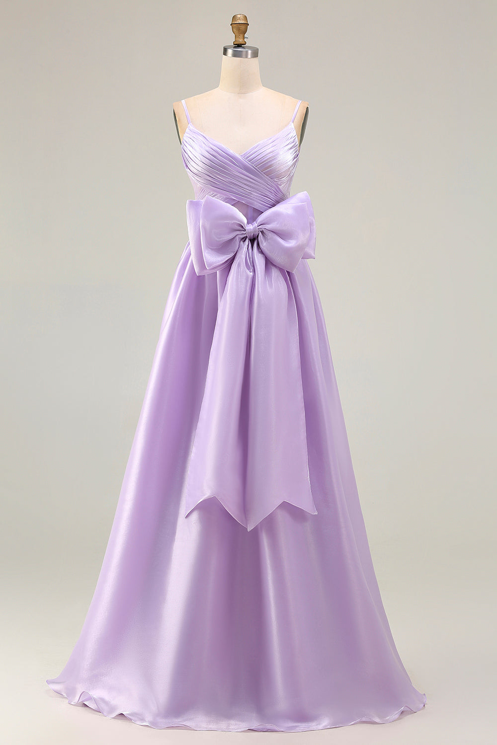 Lilac A-Line Long Prom Dress with Bow