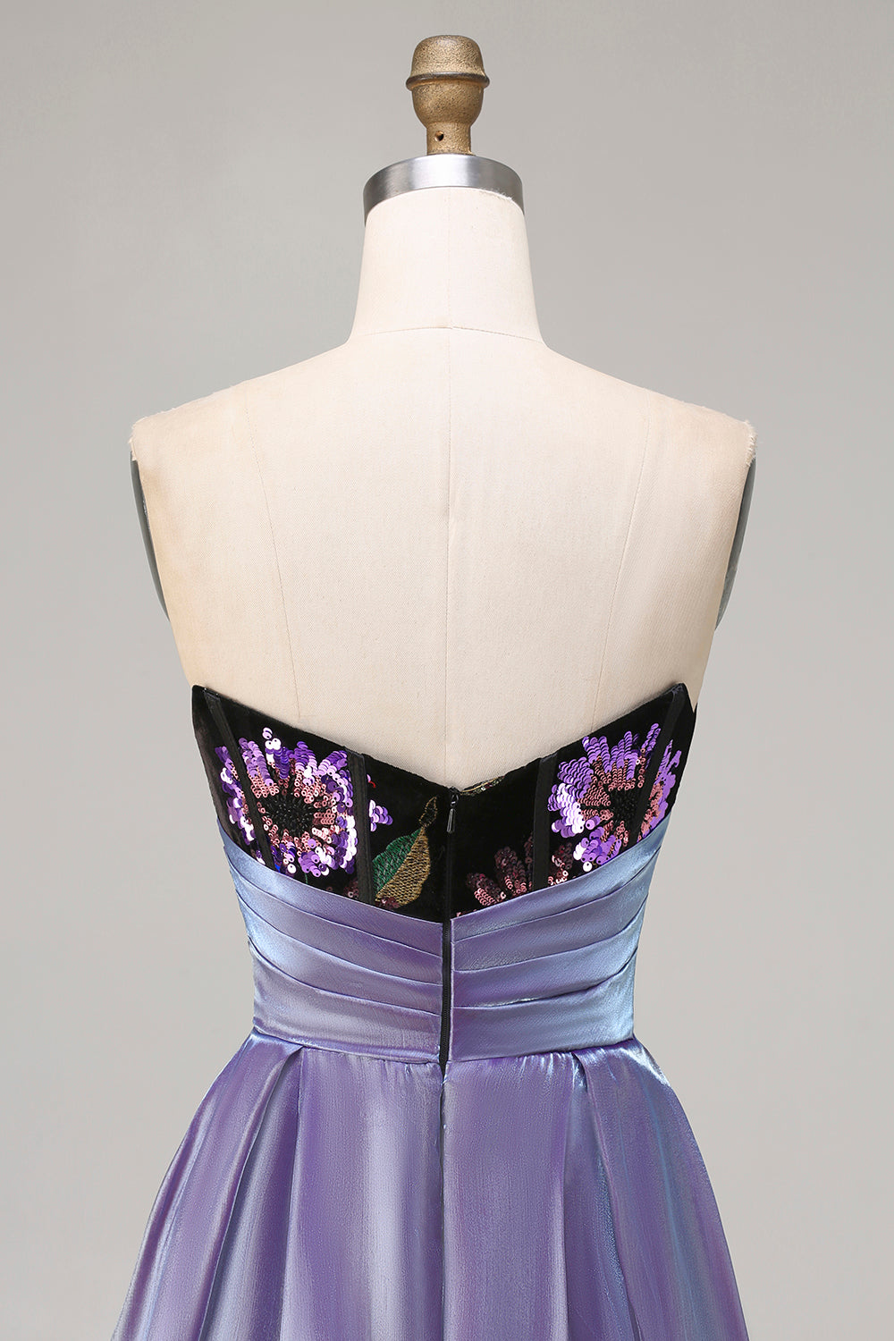 Floral Black Sheath Strapless Long Corset Prom Dress with Cape