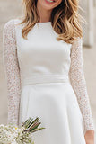 Ivory A Line Backless Midi Engagement Dress with Lace