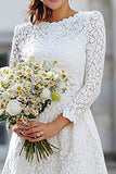 Ivory A Line Lave Long Sleeves Engagement Dress