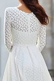 Ivory A Line Lave Long Sleeves Engagement Dress