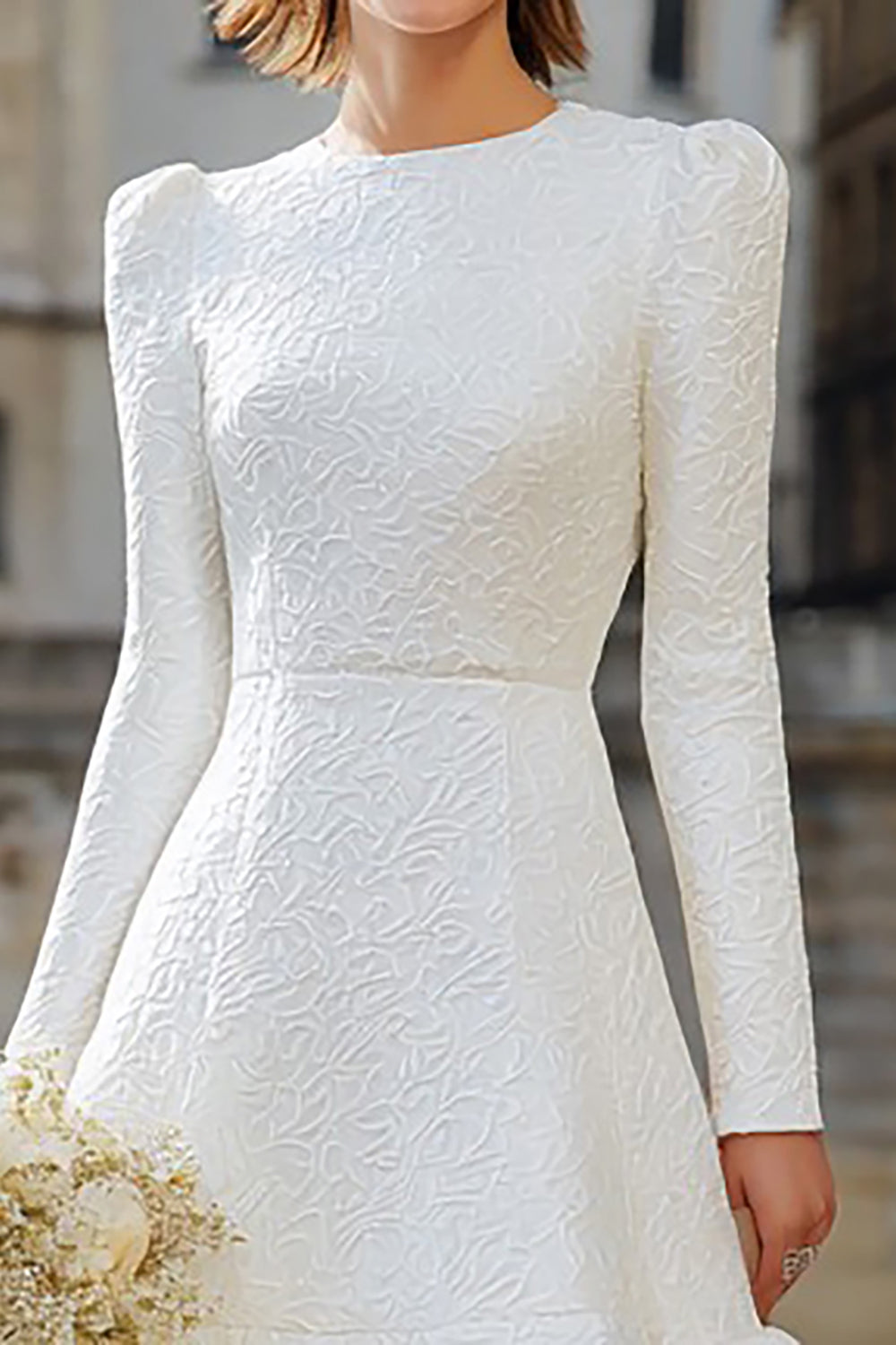 Zapakasa Women Ivory Tiered Midi Bridal Dress with Ruffles A Line Long