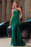 Dark Green Satin Mermaid Sweetheart Long Prom Dress