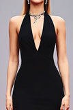 Black Halter Backless Mermaid Long Gala Dress