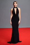 Black High Neck Backless Mermaid Long Gala Dress