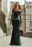 Dark Green Off the Shoulder Mermaid Long Holiday Party Dress