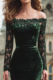 Dark Green Off the Shoulder Mermaid Long Holiday Party Dress