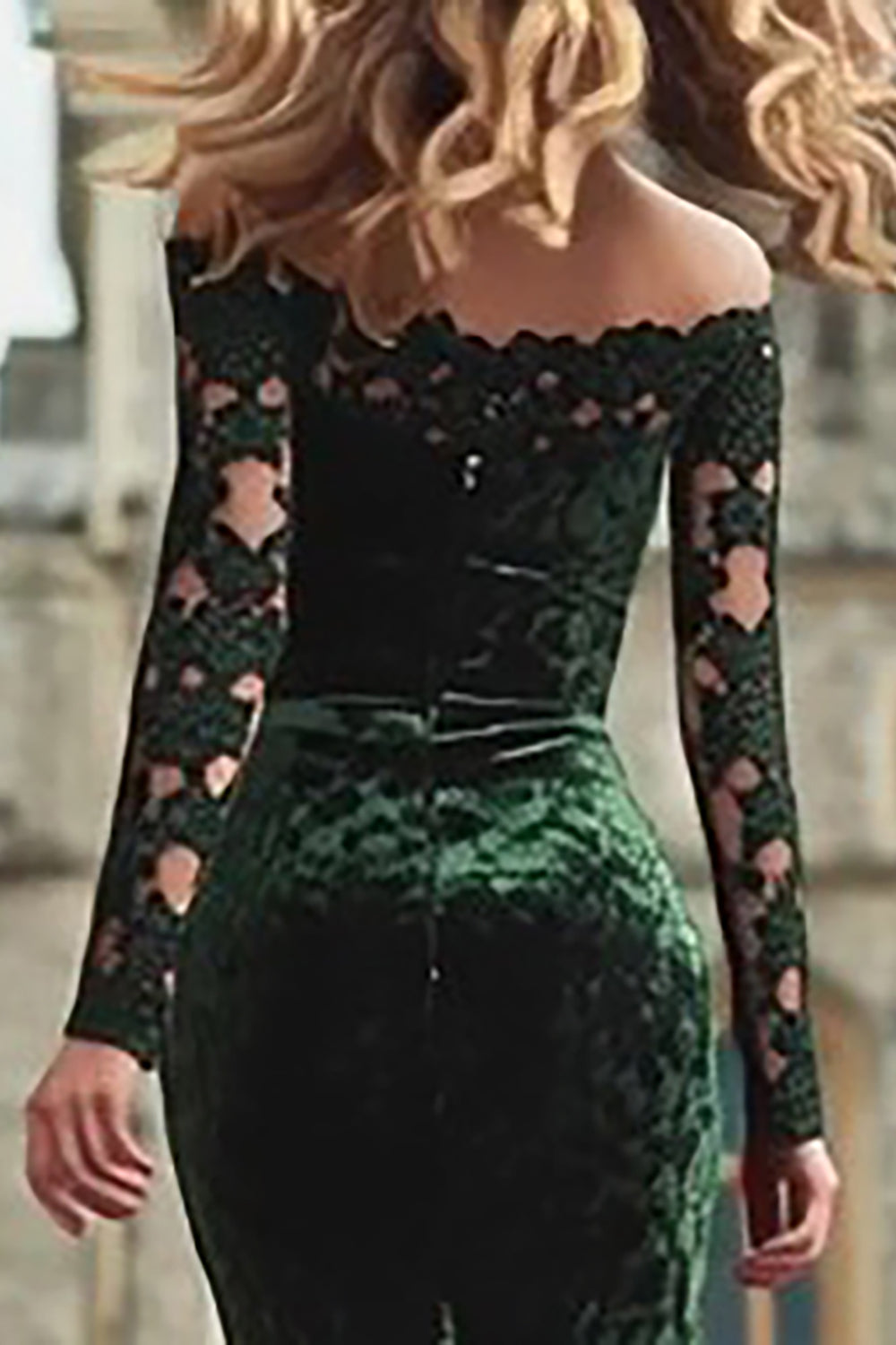 Dark Green Off the Shoulder Mermaid Long Holiday Party Dress