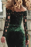 Dark Green Off the Shoulder Mermaid Long Holiday Party Dress