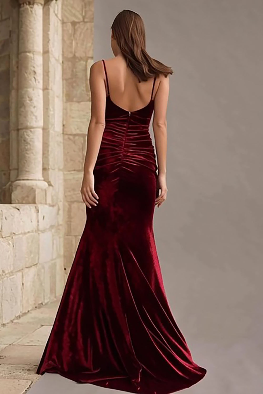 Burgundy Velvet Mermaid Long Holiday Party Dress