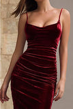 Burgundy Velvet Mermaid Long Holiday Party Dress