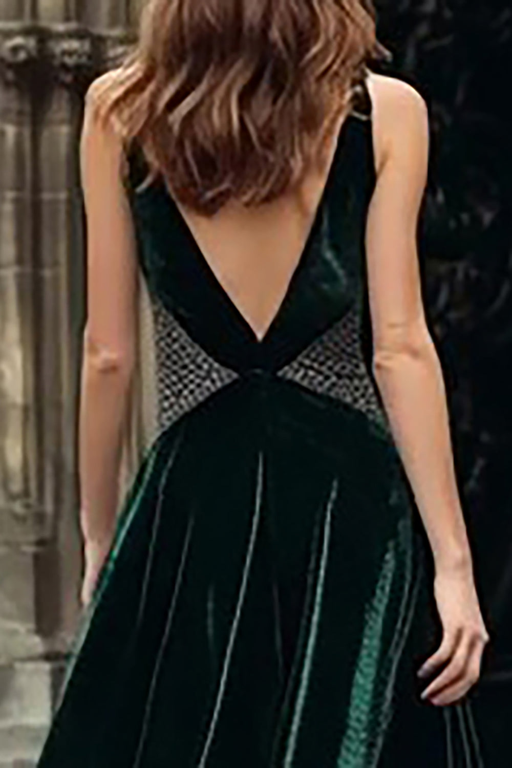 Sparkly Dark Green Beaded Velvet Long Holiday Party Dress