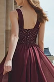 Sparkly Burgundy Sequin Long Prom Dress with Slit