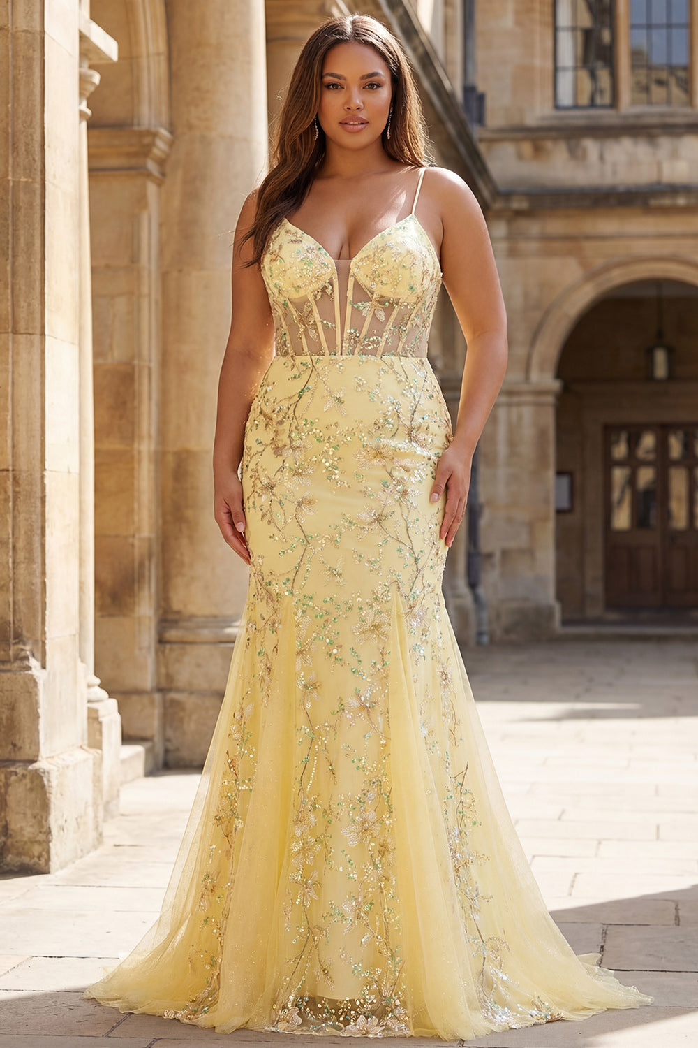 Sparkly Plus Size Floral Black Beaded Spaghetti Straps Long Corset Prom Dress