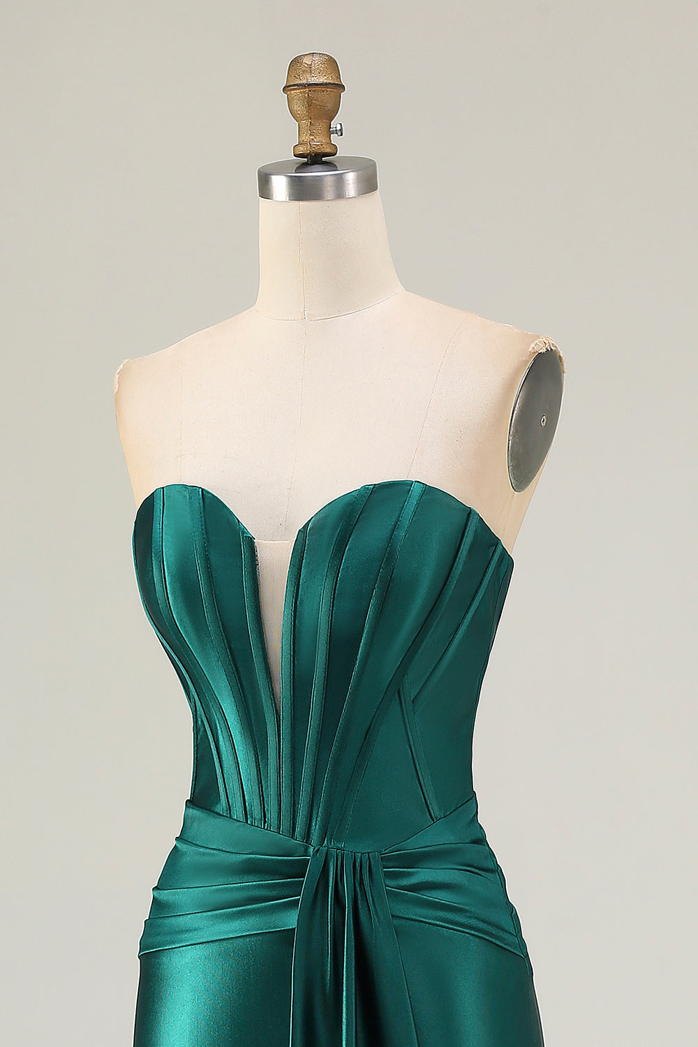 Dark Green Mermaid Strapless Corset Long Prom Dress