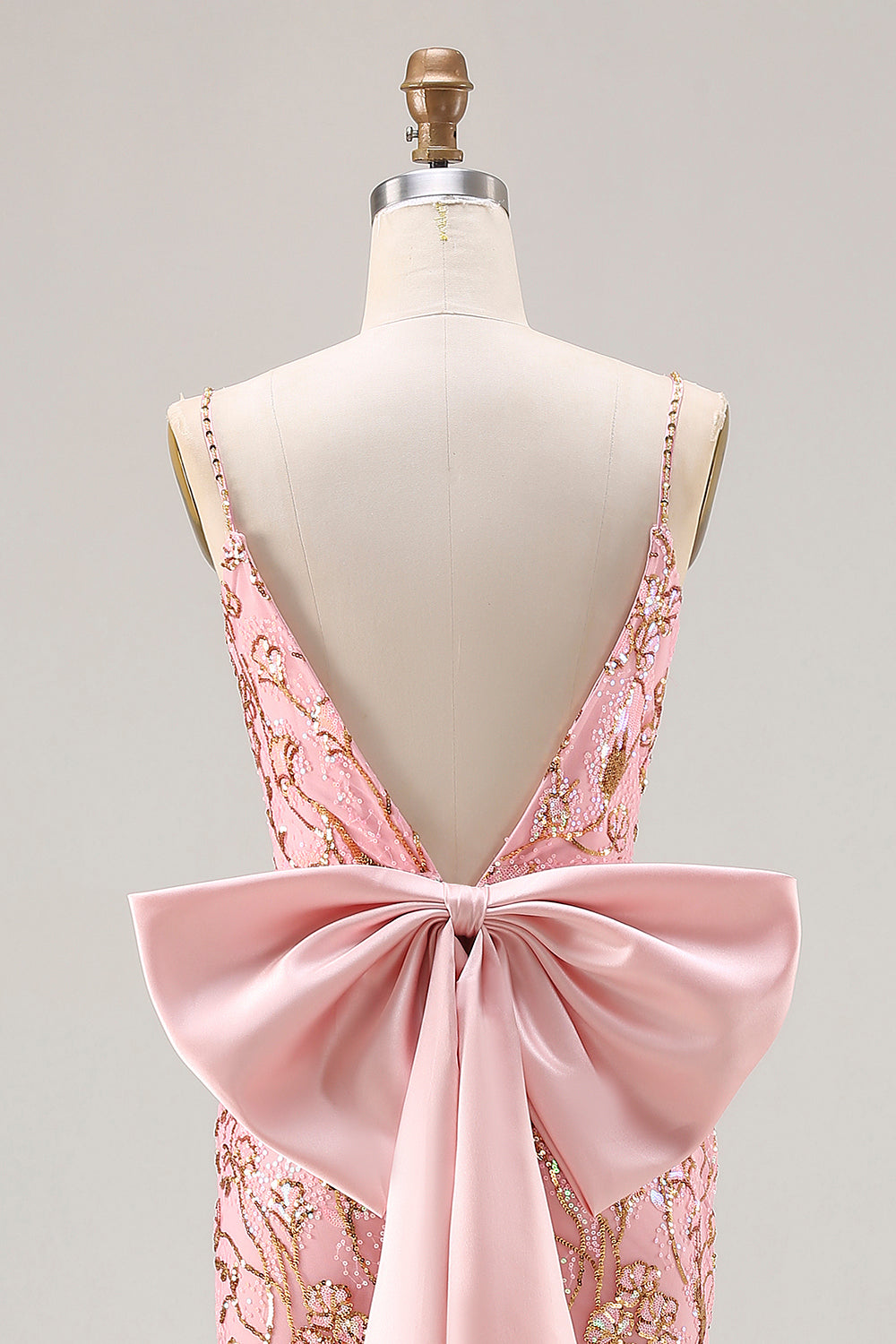 Sparkly Floral Pink Mermaid Sequin Long Prom Dress with Slit