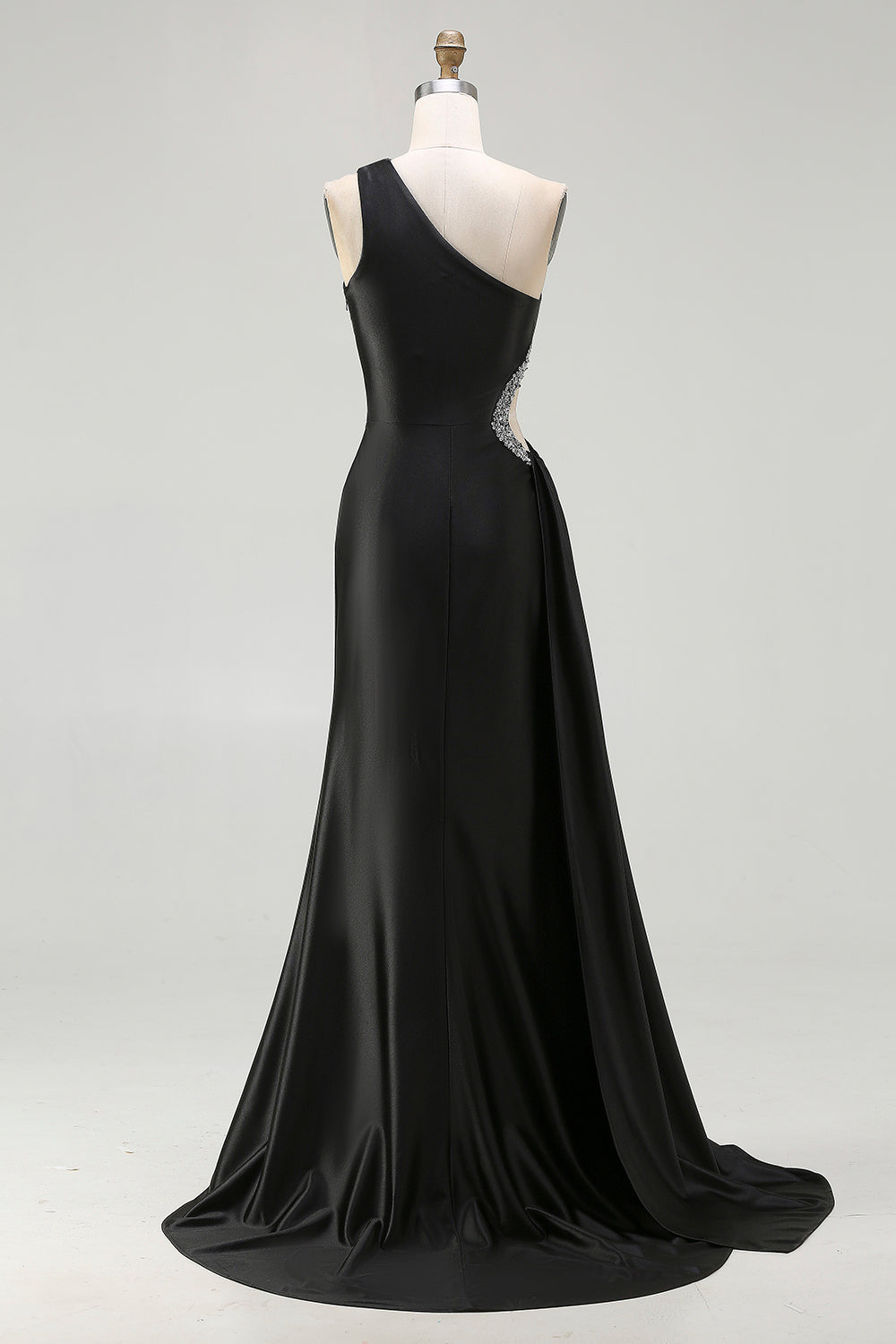 Zapakasa Women Sparkly Black Cut Out Long Prom Dress with Rhinestones Sheath One Shoulder Evening Dress with Slit Zapakasa Women Sparkly Black Cut Out Long Prom Dress with Rhinestones Sheath One Shoulder Evening Dress with Slit