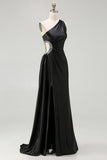 Sparkly Black Long Cut Out Prom Dress with Rhinestones
