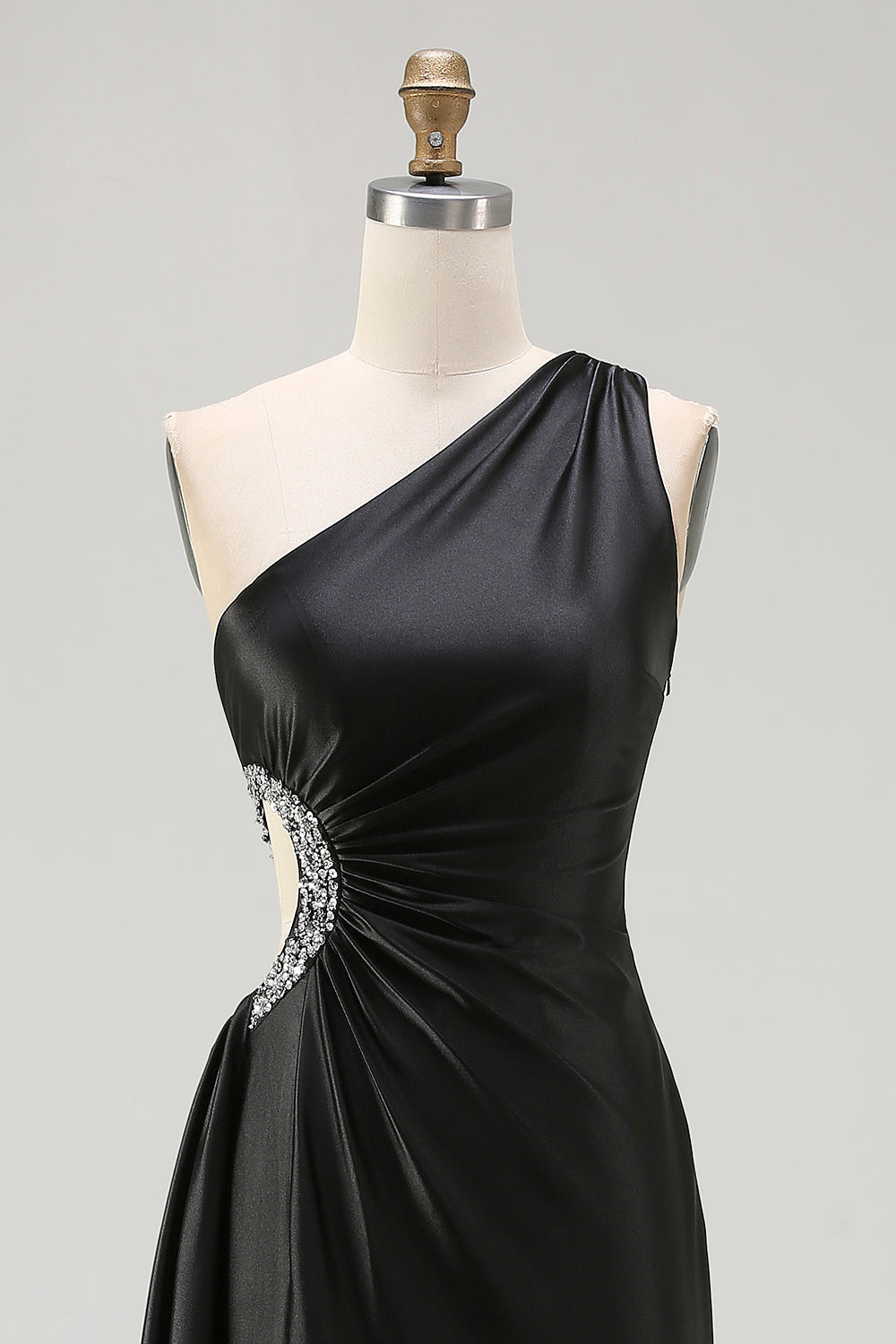 Sparkly Black Long Cut Out Prom Dress with Rhinestones