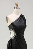 Sparkly Black Long Cut Out Prom Dress with Rhinestones
