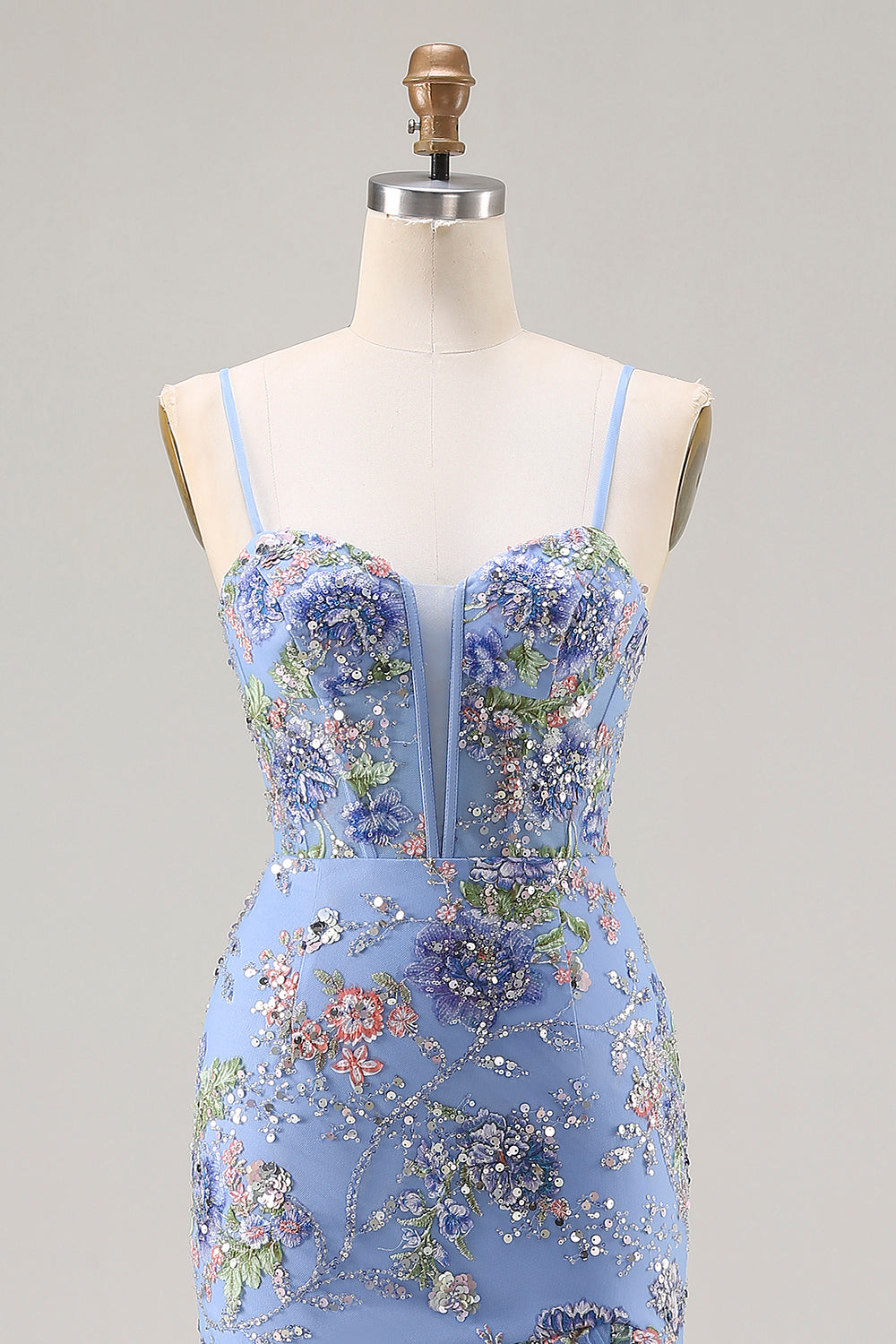 Sparkly Pink Floral Mermaid Beaded Long Corset Prom Dress with Ruffles